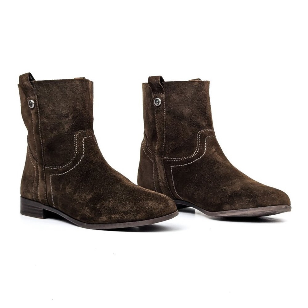 🤎NWT Frye & Co. Sarah Elephant suede brown tan leather ankle bootie slip on 7M🤎 - Picture 1 of 16